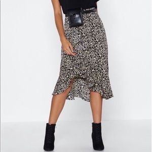 NASTY GAL Leopard Midi Skirt